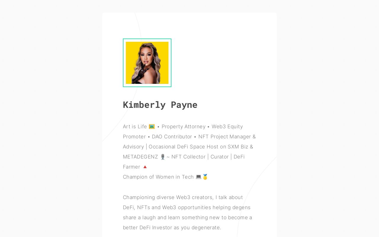 Kimberly Payne DeFi Profile